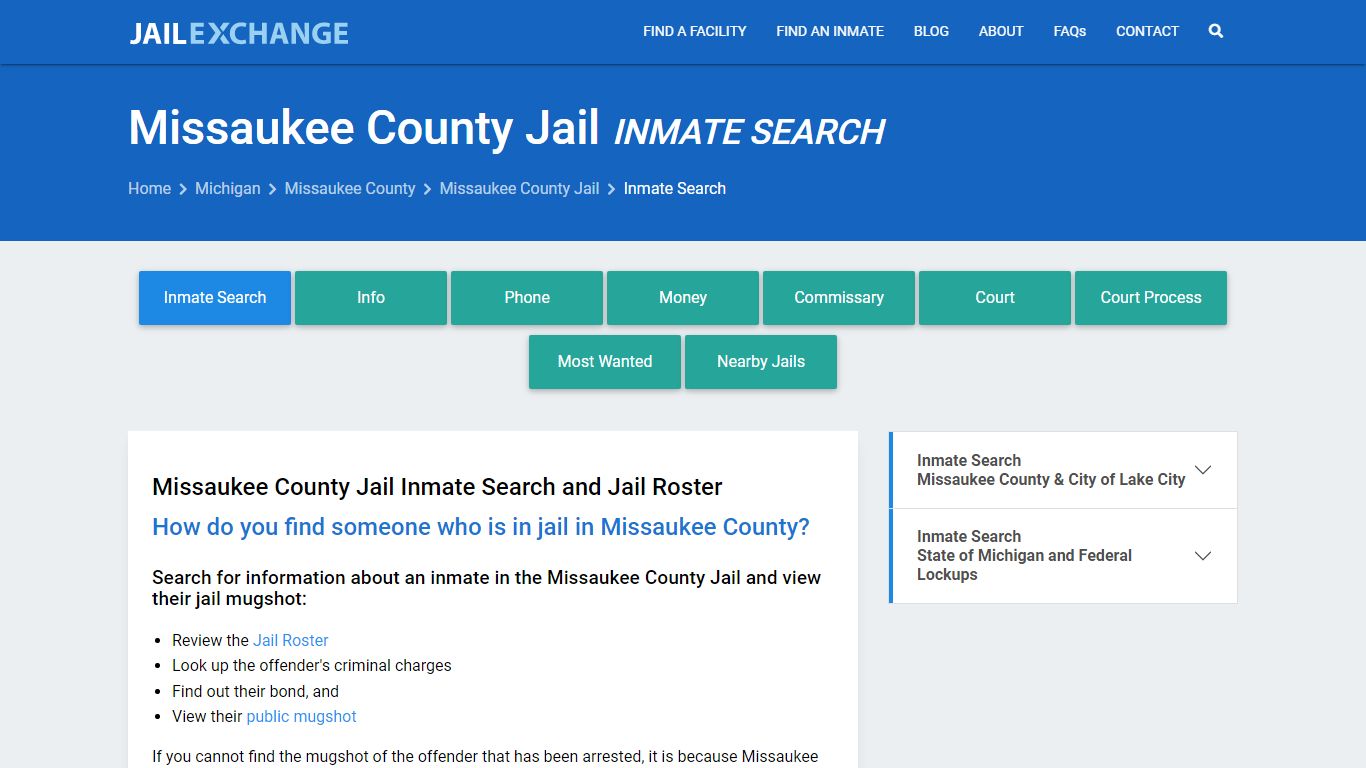Inmate Search: Roster & Mugshots - Missaukee County Jail, MI